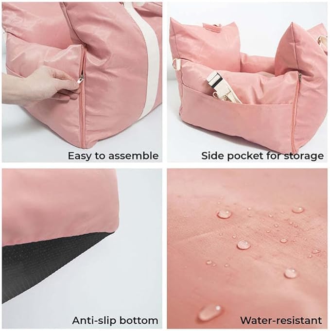 Dog Booster Car Seat for Small Dogs,Waterproof Detachable Dog Travel Bed,Pet Booster Seats with Storage Pockets,Travel Carrier Bed,D,65x65x35cm