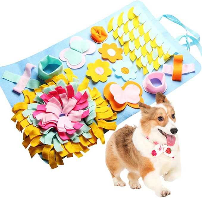 Happyyami 1Pc Dog Snuffle Mat for Nose Work Interactive Training Blanket for Dogs Feeding Cushion Energy Consuming Puzzle Mat Non Slip Design for Relief