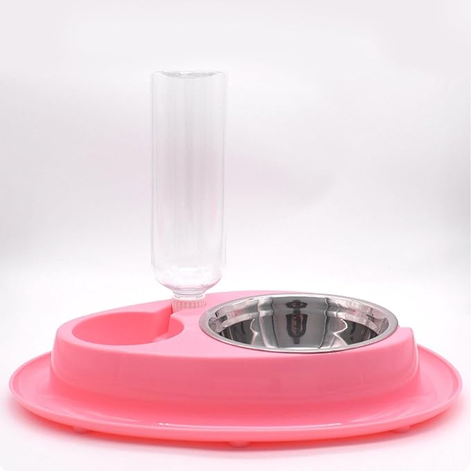 2-in-1 Pet Feeder and Waterer Set with Automatic Dispenser, Large Capacity Food and Water Bowl for Cats Dogs Puppies Bunnies
