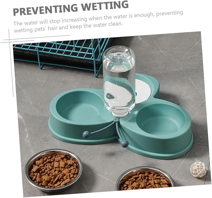 Automatic Dual Bowl Pet Feeder and Water Dispenser Convenient Kitten and Puppy Feeding with Stainless Steel Bowls Easy to Clean and Use for Cats and Dogs