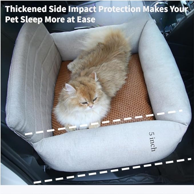 Pet Car Seat for Small and Medium,Booster Seat Sofa,Interior is Detachable for Cleaning,Portable Car Travel Carrier Bed Foldable,Storage Pockets, Safety Leash,Cushion Turned IOver In Autumn And Winter