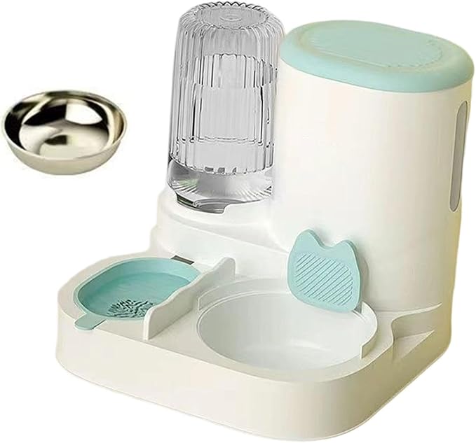 Automatic Dog Feeder and Water Dispenser Automatic Pet Feeder Compact Pet Supplies Travel Supply Food Feed Dog Bowl for Puppy, Blue