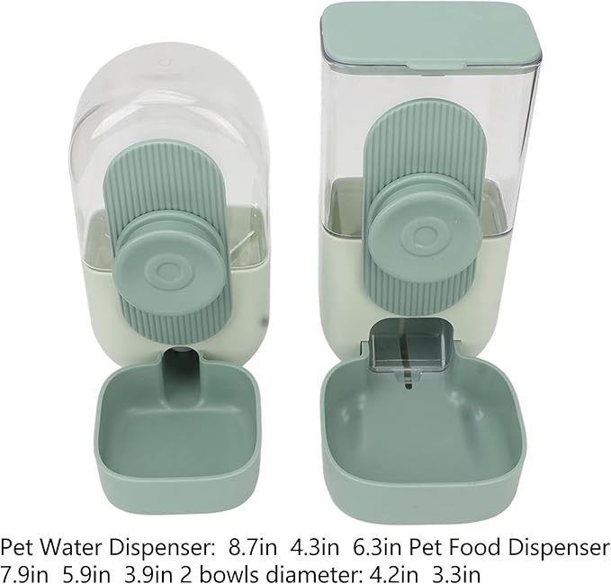 Pet Feeder Water Dispenser Set, Hanging Food Water Dispenser Automatic Safe Mint Green for Cat for Indoor (Mint Green)