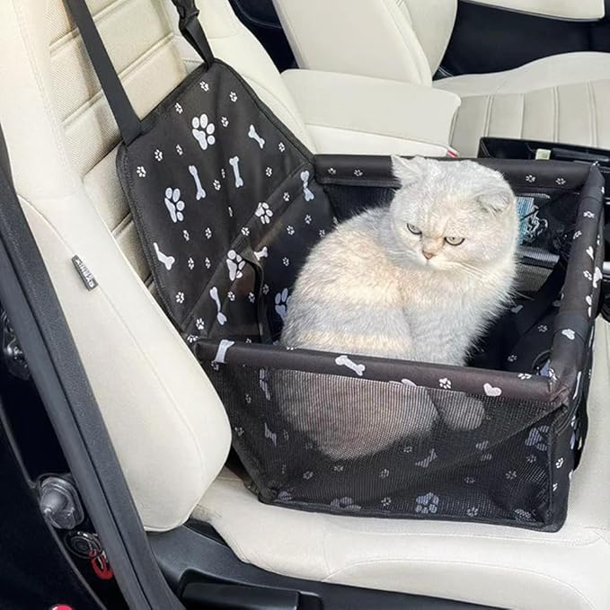 Dog Car Seat Vehicle Carrier Bag for Cats and Dogs Portable Puppy Booster,Washable Foldable Pet Travel Carrier Cage with Breathable Design, Safety Lock, and Scratch-Resistant 600D Oxford Cloth