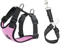 SlowTon Dog Seat Belt Harness for Car, Dog Car Harness Adjustable Mesh Breathable & Dog Seatbelt Safety Tether with Elastic Bungee for Small Medium Large Pets (Pink, Single Clip, XXS)