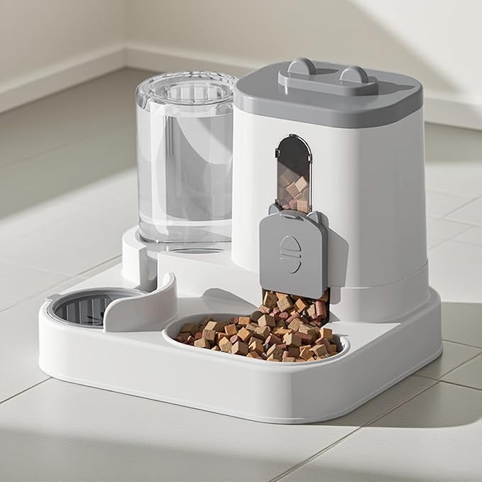 Genérico Automatic Dog Food Dispenser: 2 in 1 Automatic Food Dispenser for Cats Dogs, Large Pet Bowl for Treats Foods, Suitable for Small and Medium