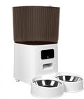 Smart Pet Feeder with Dual Bowls, Remote Control 5L Transparent Storage Bucket Automatic Dog Feeder Cat Food Dispenser, Timed Quantitative Battery and USB Power Supply 1 Set