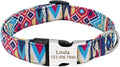 Personalized Dog Collar Nylon Print Dog Collars Customized Puppy Pet Collar Engraved Name ID for Small Medium Large Big Dogs Pug 019 Light Blue L