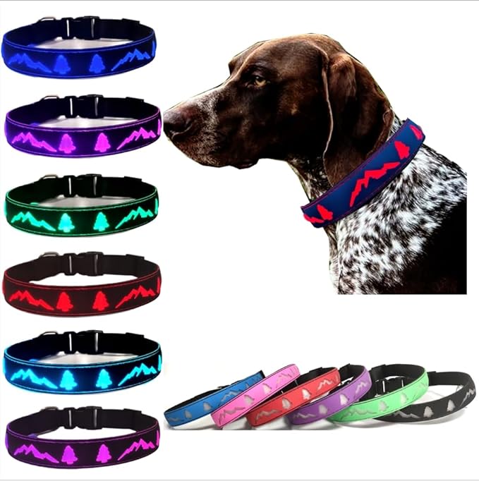LED Dog Collar, 15 Light Modes, USB-C Rechargeable, Silicone Material, Adjustable Size, (Blue, XL(19.7-23.6"))