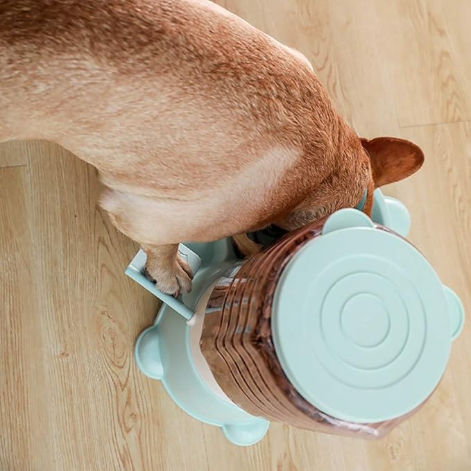 Plastic SemiClear Dog Automatic Feeding Device by Pet SelfPressing Dog Food Cat Food PedalType Feeding Machine Blue