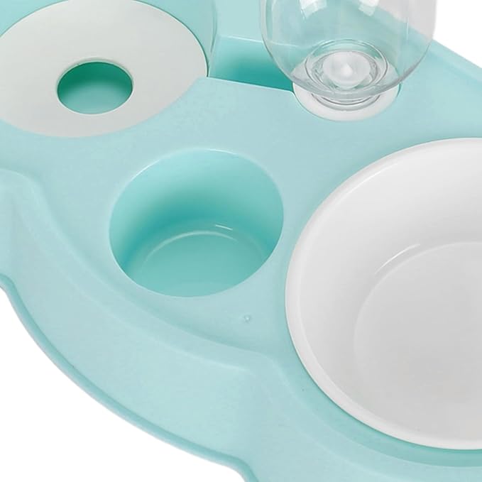 Puppy Water Dispenser, Cat Food and Water Dispenser Set Water Dispenser Bottle Double Automatic Cat Feeder Pet Feeder for Small or Medium Size Dogs Cats Puppy Kitten Rabbit (Blue)