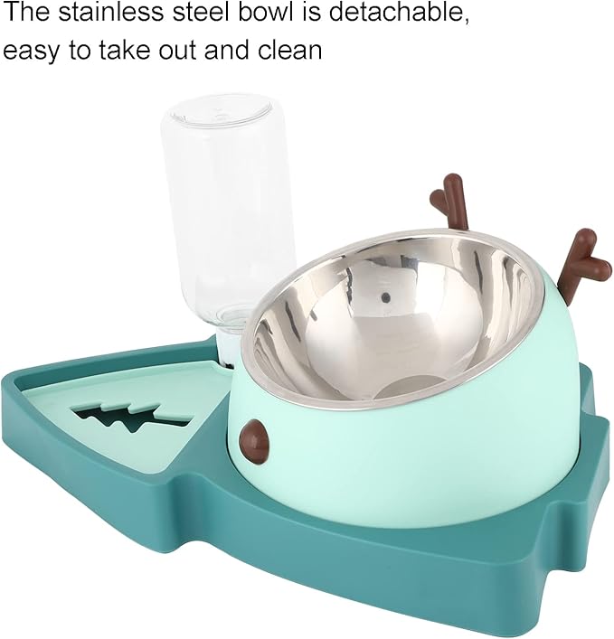 Raised Cat Dog Bowls, Pet Food Feeder and Automatic Water Dispensers Set with Detachable Stainless Steel Bowl, Elevated Tilted Pet Water and Food Feeder Set for Cats Dogs Kitten