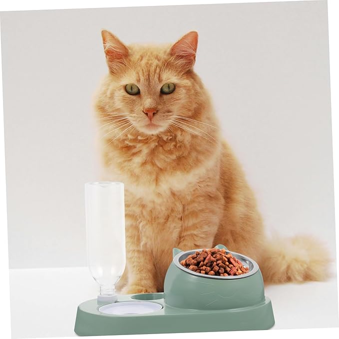 POPETPOP Automatic PET Feeder with Water Dispenser Dual Bowl Design for Cats and Small Dogs Skid Base Detachable for Easy Cleaning for Indoor Use