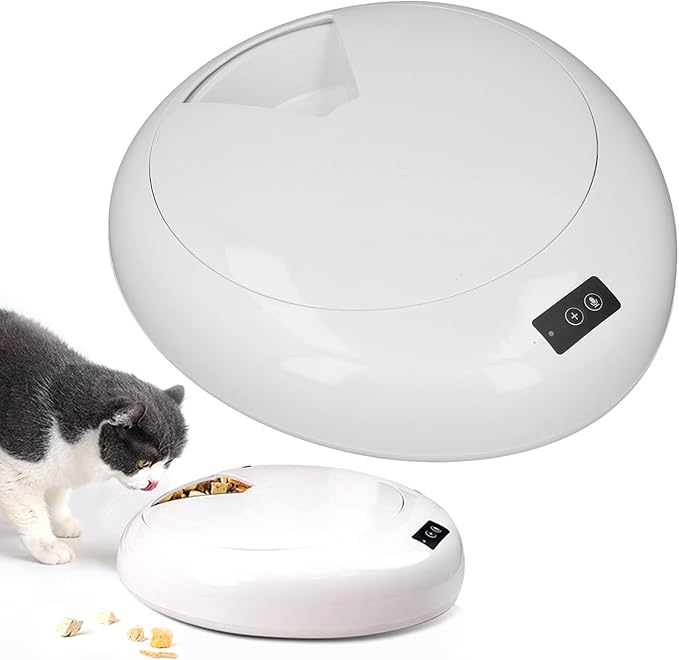 Automatic Pet Feeder, Practical Wet Food Automatic Smart Cat Feeder Automatic Large Capacity 6 Meal Timed Dog Wet Food Dispenser for Home (White)