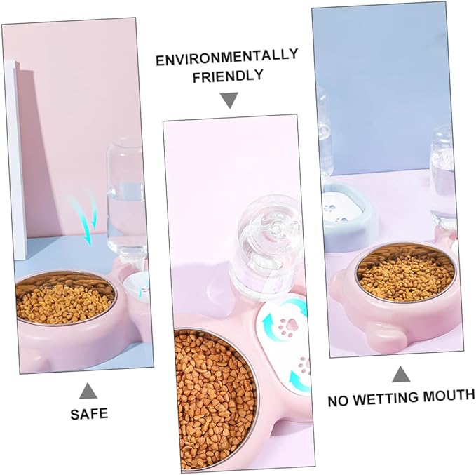 Happyyami Dual Use Pet Feeder Bowl Dog Food and Water Bowl for Cats and Dogs Automatic Refill Easy Keeping Pet Food Fresh