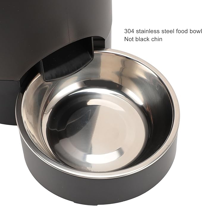 HEEPDD 3L Automatic Cat Feeder, Large Capacity Pet Food Dispenser Timed Dog Feeders with Stainless Steel Bowl Dual Power Supply for Pets Cats Dogs (Black Single Bowl)