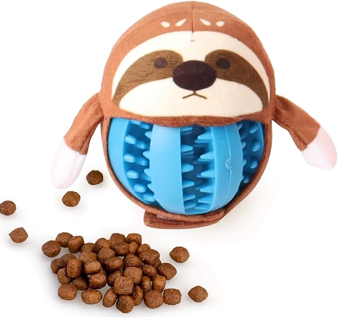 Tumbo Sniff & Seek Pals Dog Toy - Hide & Seek Treat Ball, Plush Animal Cover, Interactive Snuffle Toy for Enrichment & Boredom Relief (Slomo The Sloth (Blue))