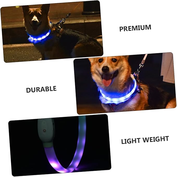 Yardwe 1set USB Rechargeable Led Pet Dog Collar Lightweight Night Safety Flashing Collar for Dogs for Evening Walks