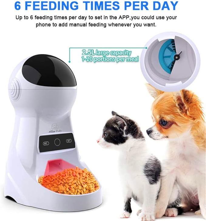 Dogs and Cats Feeder, Smart Automatic Pet Feeder Food Bowl Tank 6L Auto Pet Dry Food Dispenser 1~39 Portions Meal for Small and Large Pets (Black)