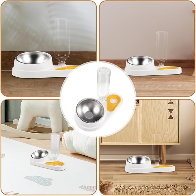 Automatic Pet Feeder and Water Dispenser Detachable Anti-Skid Dog Bowl White Small Dog Food Feeder for Home Use Suitable for Cats