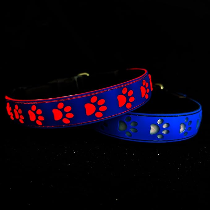 Subversive USB-C led Light up Dog Collar, Subversive 3D Cross Design Comfortable and Soft Material,Multicolored Lighting (PAW-Blue, XS(7.87-11.8"))
