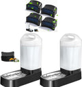 2 Pack Automatic Dog Water Bowl Dispenser with 5 Filters - 2.4 Gal Large Gravity Auto Pet Water Feeder Waterer with Stainless Steel Bowl & Easy Carry Handle for Large Dog Cat Multi Pet Use, No Leakage