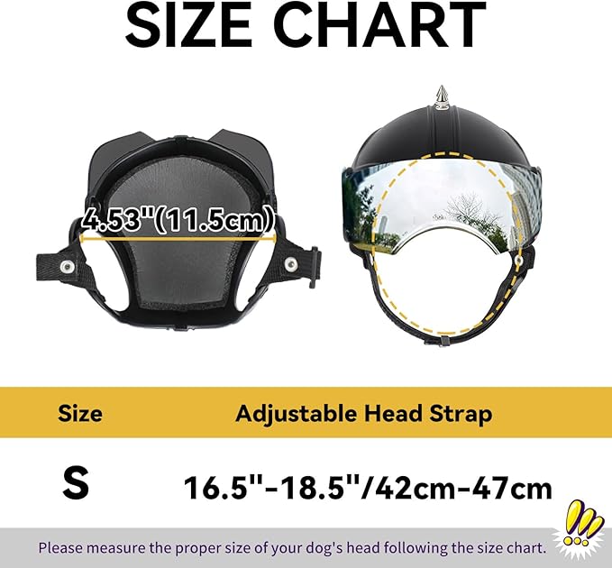 PETLESO Dog Helmet with Anti-UV Silver Goggles, Small Dog Motorcycle Helmet with Ear Holes, Drop-Down Biking Helmet, Adjustable Hat for Small Dogs Heads Protection with Rivets, Silver Lens