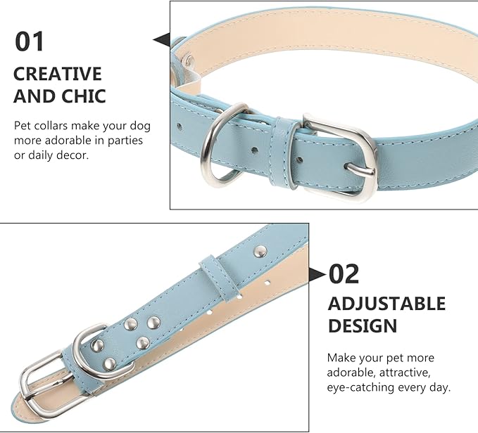 Adjustable Pu Dog Collar Neck Circle for Dogs Comfortable Microfiber Material Stylish Design for Daily Wear and Pet Fashion