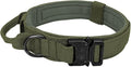 Military Tactical Dog Collar German Shepard Medium Large Dog Collars for Walking Training Duarable Dog Collar Control Handle Green M