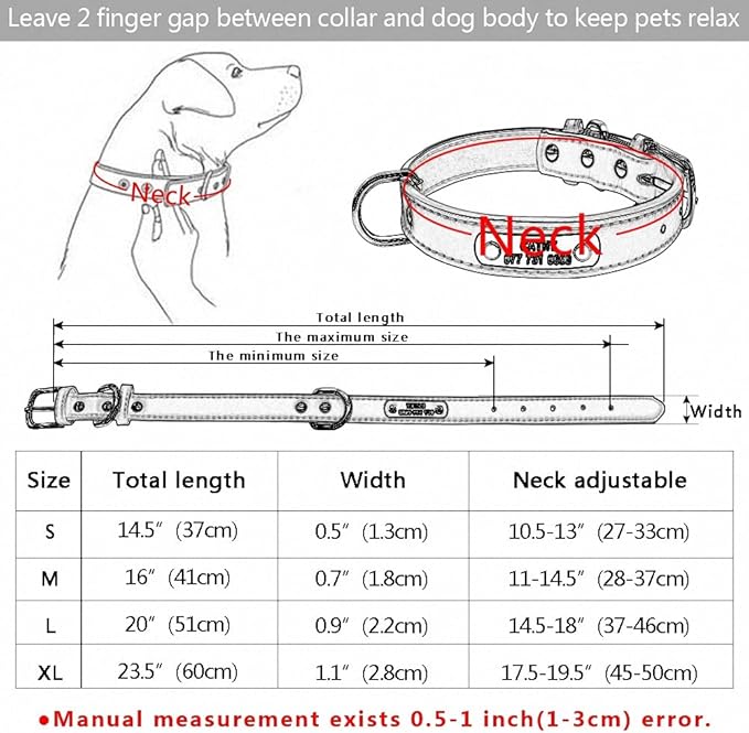 Large Durable Personalized Dog Collar PU Leather Padded Pet ID Collars Customized for Small Medium Large Dogs Cat 4 Size Brown L