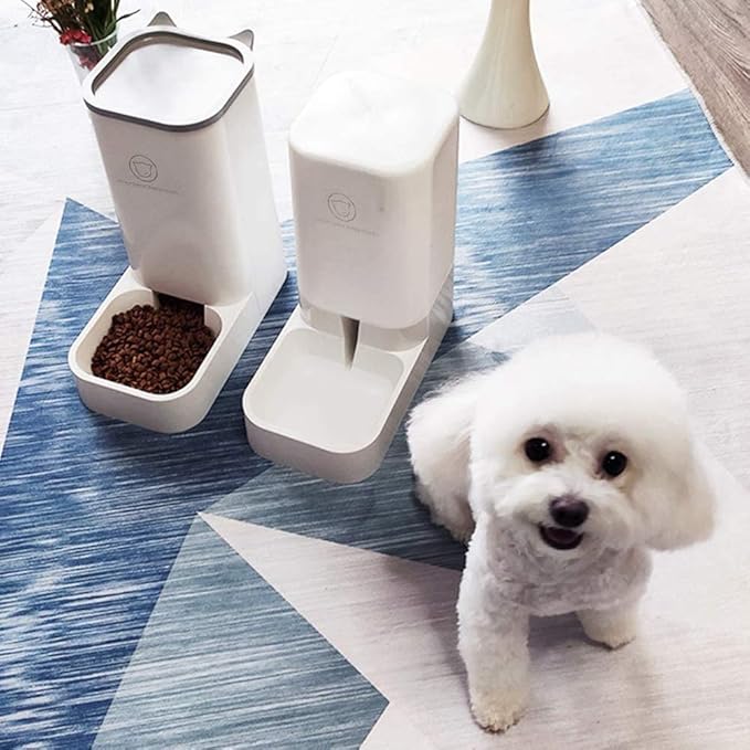 XhuangTech Pets Automatic Feeder Set, Cats Dogs Food Dispenser Self-Dispensing Bundle Station Device for Small Middle Large Pets Cats Dogs Kitten Puppy (Waterer)