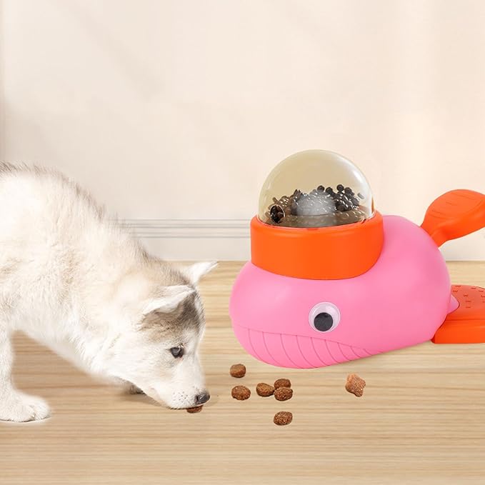 Brrnoo Interactive Feeder Toy for Dogs, Automatic Pet Food Dispenser Puzzle Toy with Training and Bonding Fun Large Capacity 8.46x4.52in (Roseate)