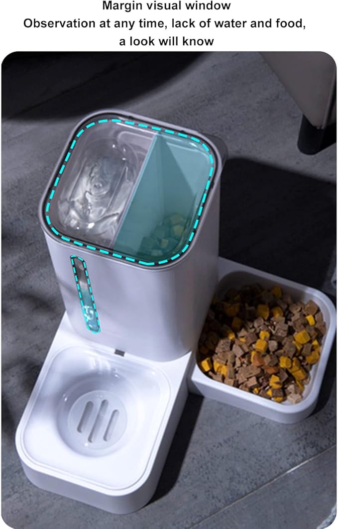 Pet Automatic Feeder, 2 in 1 Gravity Automatic Pet Feeder, Large Capacity Automatic Food and Water Dispenser Set for Small Medium Dogs