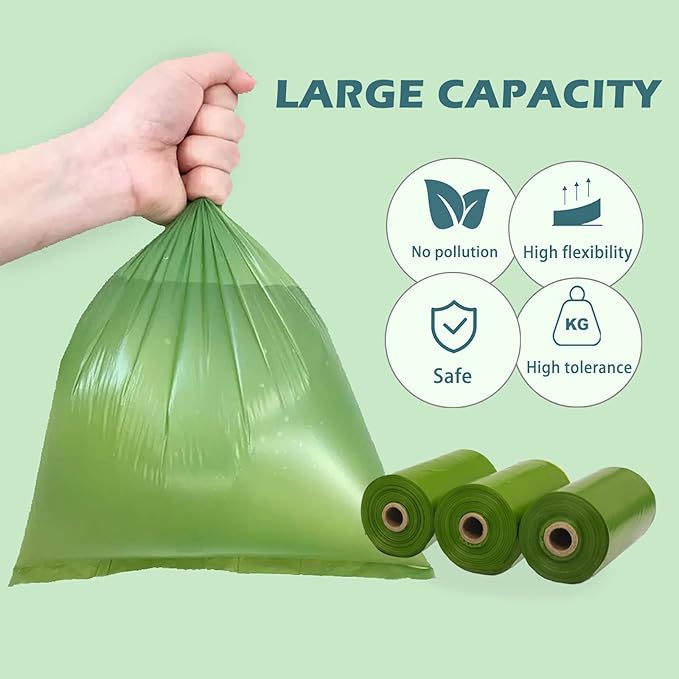 Dog Poop Bag Holder with 7 Rolls of Green Dog Waste Bags Poop Bag Holder with Rechargable Battery and USB Cable Poop Bag Dispenser with LED Flashlight (Grey)