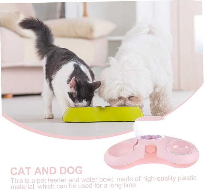 SUPVOX 1pc Automatic Pet Feeding Tray Double Bowl for Cats and Dogs Non-Spill Design Easy to Practical Food and Water Dispenser for Busy Pet Owners