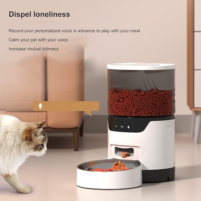 Auto Pet Food Dispenser, Automatic Cat Feeders, Automatic Cat Food Dispenser, Smart Automatic Cat Feeders with Voice Recorder APP Control for Cats Dogs