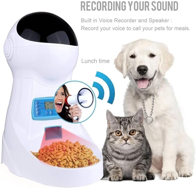 4L Large Capacity 4 Meal Intelligent Automatic pet Feeder Dog cat Food Dispenser can Record Timing quantitative Dual Power Feeder