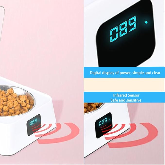 Automatic Pet Feeder, 350ML Automatic Cat Feeder Bowl, Rechargeable Automatic Cat Food Dispenser Lid Opening with Motion Detection for Small Dogs Cats