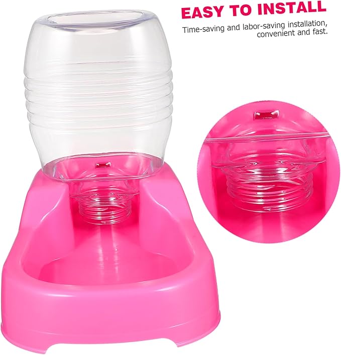 Pink Pet Water Feeding Bowl for Dogs and Puppies Stable Automatic Water Feeder with Smooth Safe High Density Material Tip Design for Home and Pet Shop Use