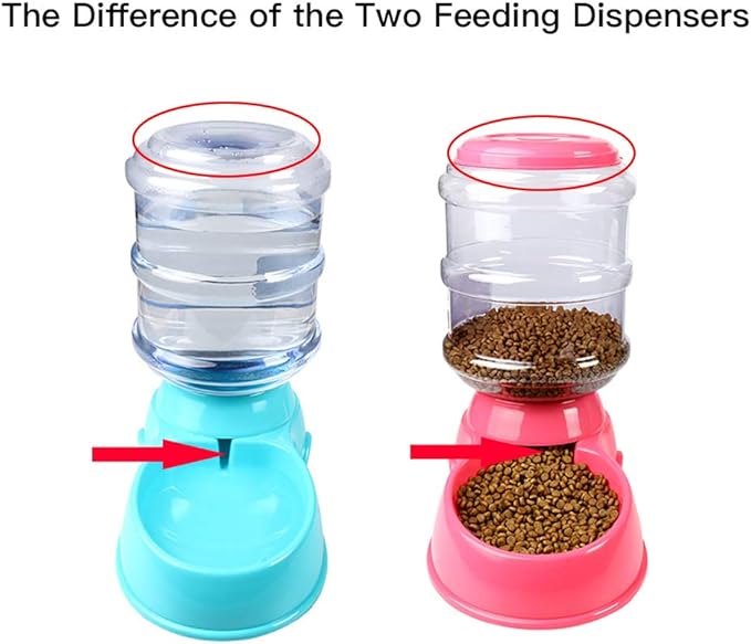 Food Dispenser Pet, Automatic Pet Water Food Dispenser 3.8L Large Capacity Self-Dispensing Pet Feeder Waterer Cat Dog Feeding Bowl Drinking Water/Automatic Feeding Pet Supplies 2#/13 ( Color : Light P