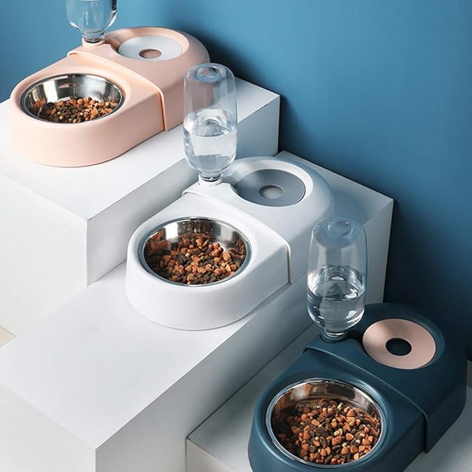 Mipcase Creative Automatic Pet Feeding and Drinking Bowl Non-tip Design Removable Bowls for Cats and Dogs Convenient Dual Function for Food and Water