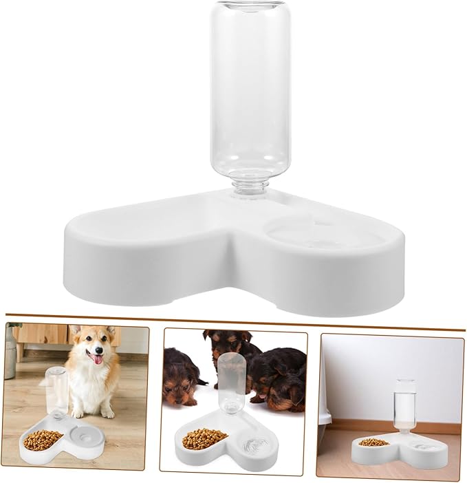 BESPORTBLE Automatic Water Feeder and Food Bowl Combo for Cats and Dogs Multi-Function Pet Supply Reusable Design Space-Saving Wall Corner Style Practical for Home and Pet Shops