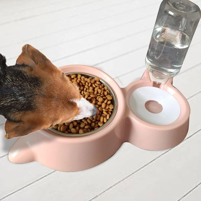 BLACKNANA Pet Automatic Feeder Waterer Set Dog Food Water Bowl Stainless Steel Dish Refills Water Bottle Dispenser