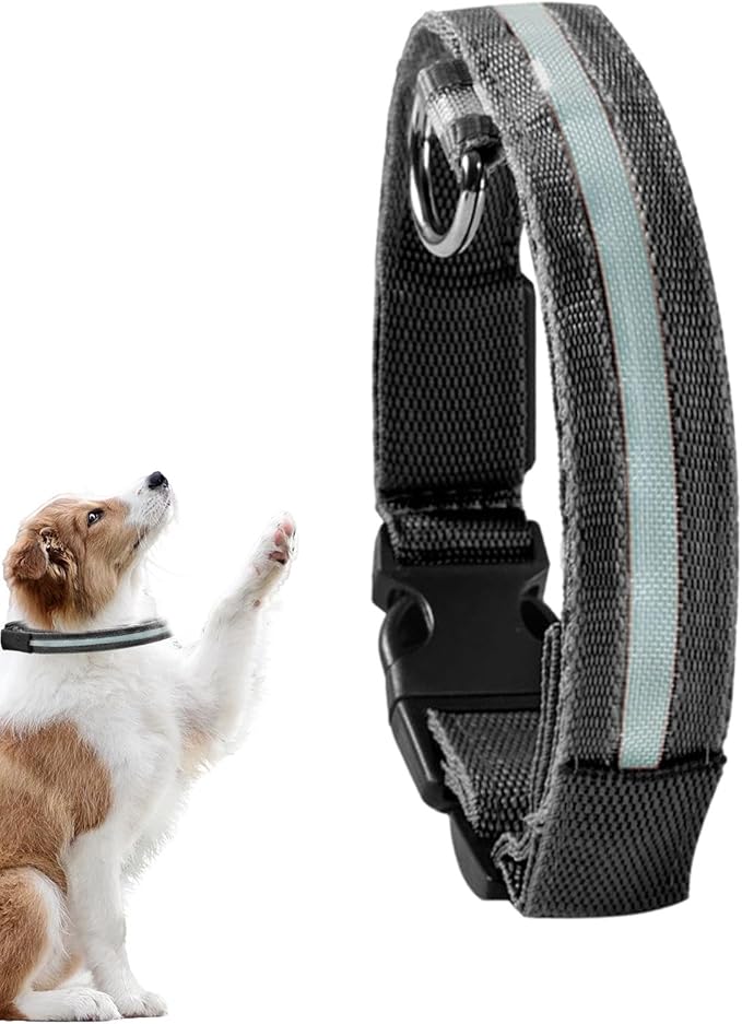 Pet Collar, Dog Training Collar with Night Visibility, 3 Flashing Modes, Rainproof Rechargeable Pet Collar, 500mah Battery, Adjustable Dog Light Collar, Waterproof Dog Collar for Large Dogs