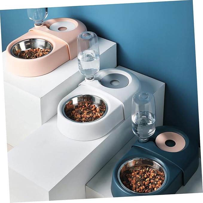 Automatic Dog Feeder and Water Bowl, Blue Pet Food and Water Dish, Spill-Resistant Style for Dogs and Cats, Sturdy Pet Feeding Bowl for Home Use