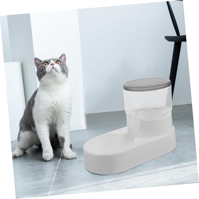 SUPVOX Automatic Cat Food Dispenser Convenient Pet Feeder Texture for Monitoring Design for Cats and Dogs Effortless Filling Gentle Gray