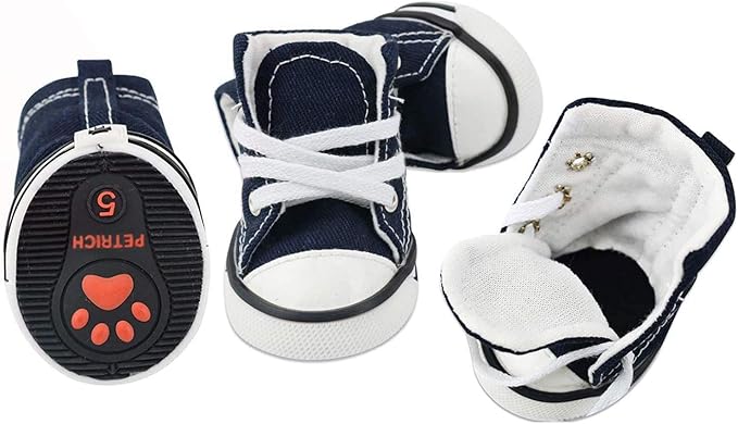 Pet Shoes Puppy Sport Denim Shoes Casual Style Anti-Slip Boots Sneaker Booties 4Pcs