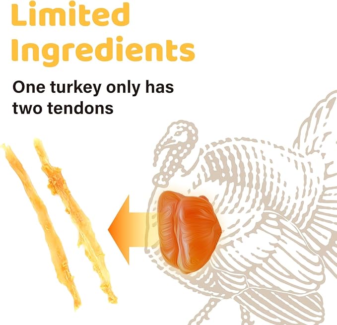 iPaw Turkey Tendon for Dogs, Ingredient Sourced from USA, Hypoallergenic, All Natural Human Grade Puppy Chew, Dog Treats for Signature Series, Rawhide Alternative, 1 Units/Pack Bone (Large)