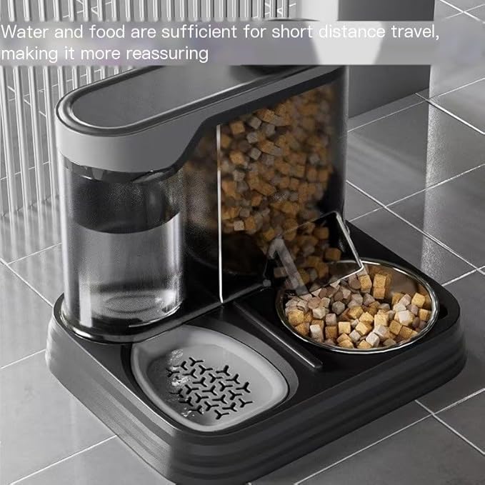Automatic Pet Feeder and Water Dispenser Set Large Capacity Smart Food Dispensing Bowl for Dogs Cats Animals Indoor Use(Black)
