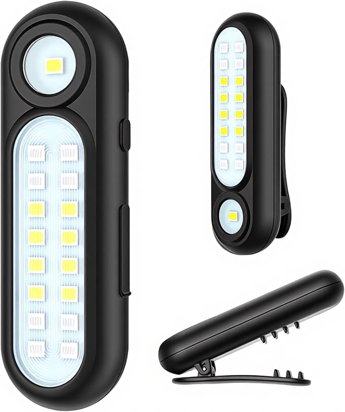 Yaklim Clip On Flashlight, Rechargeable Running Lights for Runners Portable Hands Free Flashlight for Walking Dog, Safety Light for Walking at Night, LED Work Light Warning Flashing Camping(1Pcs)